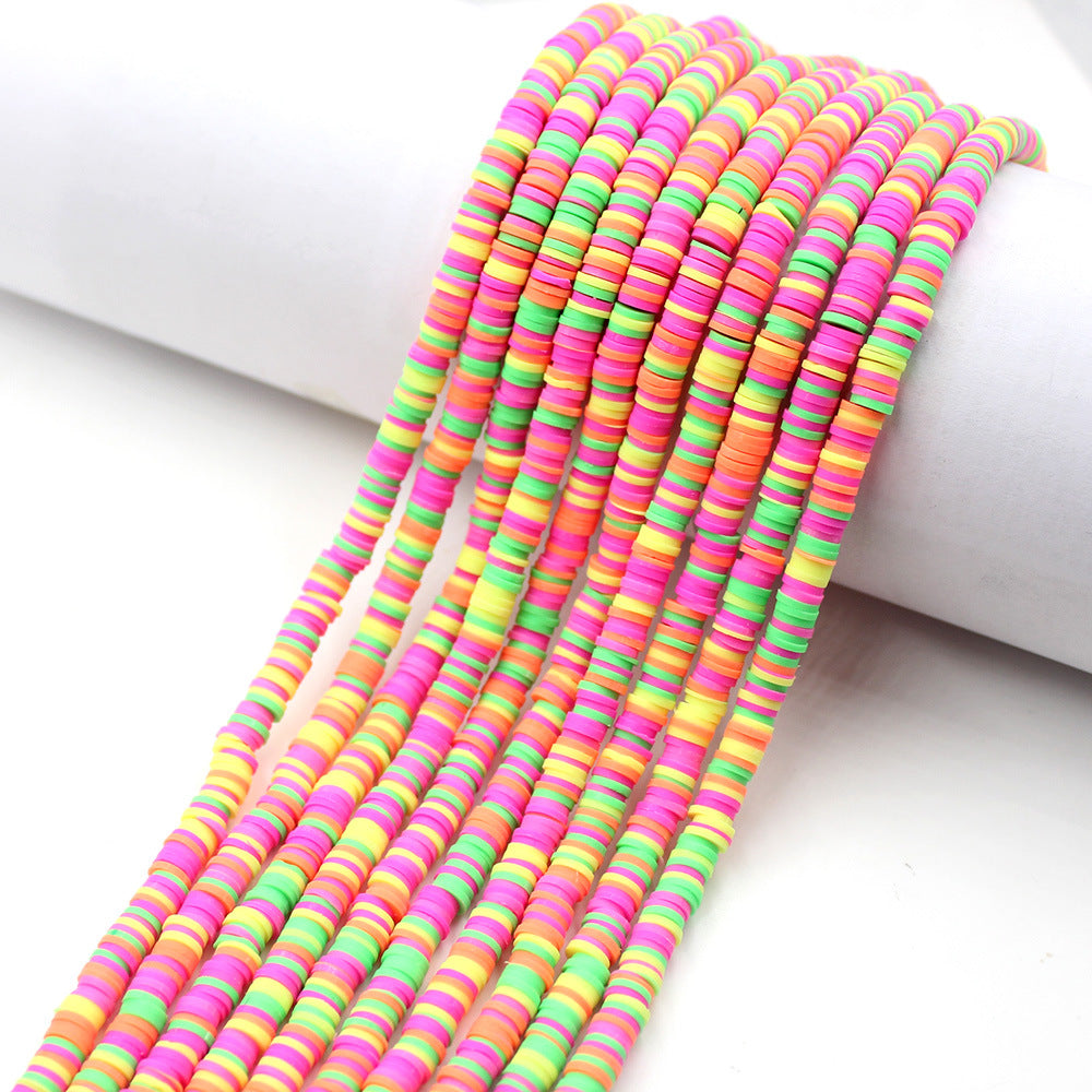 Flat Clay Beads 6mm Colorful Polymer Spacer Disc 10strands 15