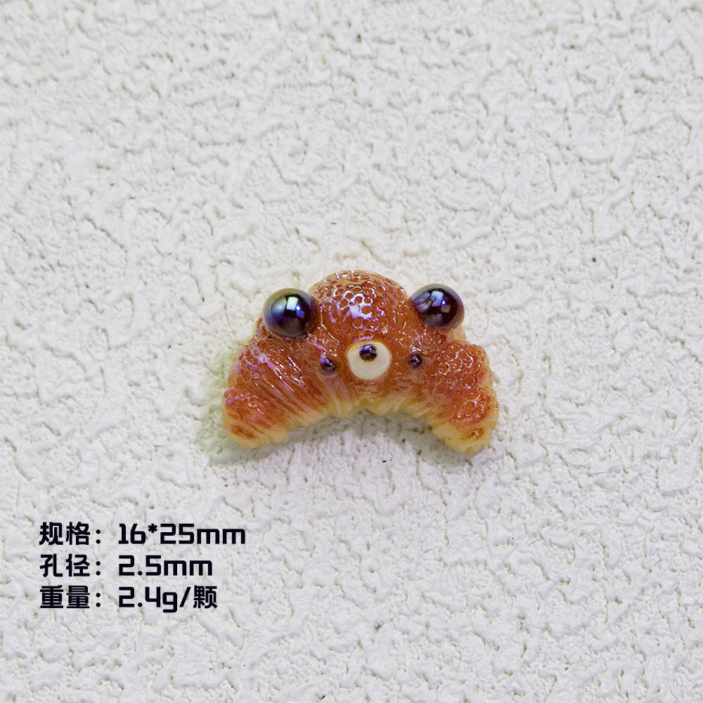 Plating Irregular Bear Bread Resin Beads Glossy Colorful 10pcs 8