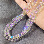 Square Transparent Glass Beads 8mm Clear Iridescent Shine 50pcs 4