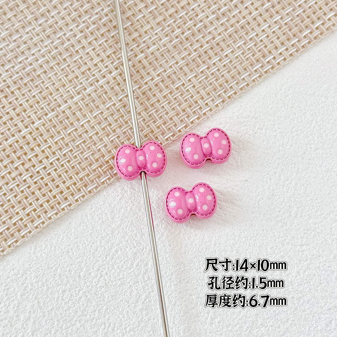 Heart and Rabbit Metal Beads Polka Dot Painted Alloy 10pcs 19