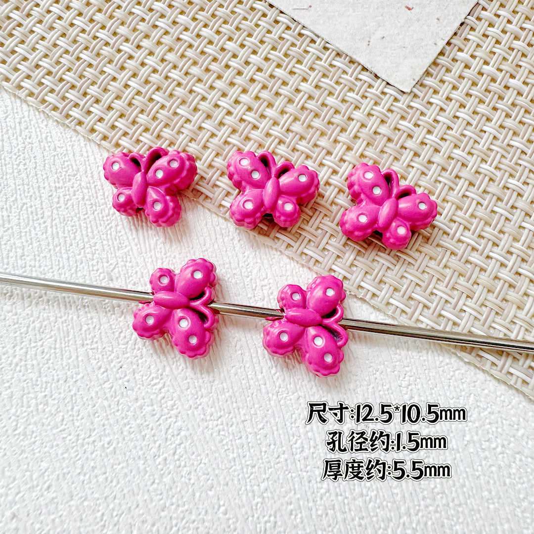 Puppy Butterfly Metal Beads 14mm 12mm Glossy Baked Finish 10pcs 21