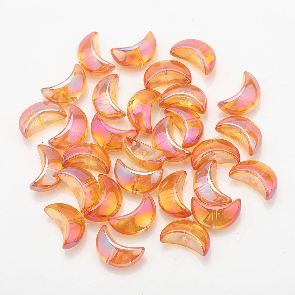 Moon Plated Transparent Crescent Glass Beads 9mm 14mm 30pcs 12