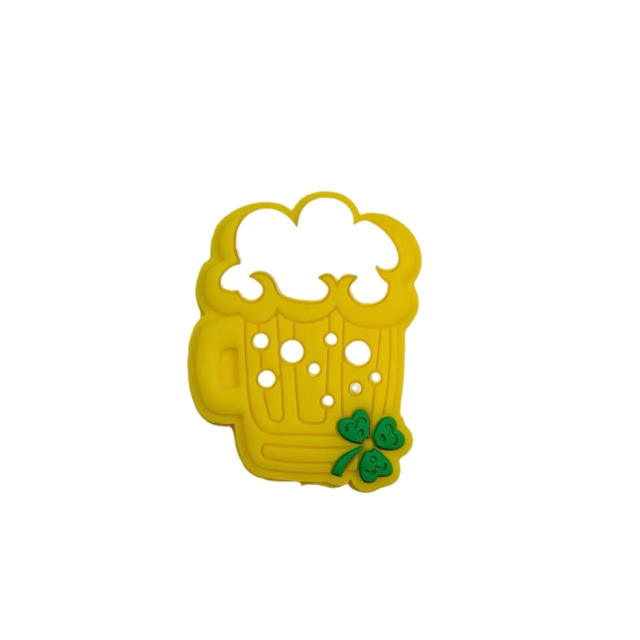 Silicone Focal Beads St Patricks Day Beer Mugs Holding Shamrock Charm 20pcs 3