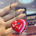 PVC Heart Keychain Large Red Love Rose Texture 6