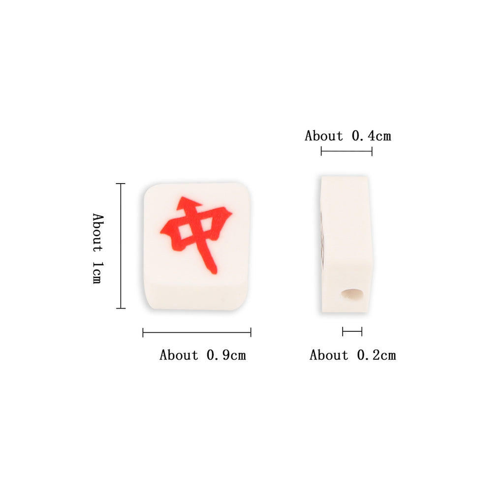 Flat Clay Beads 9x10mm Mahjong Tile Design Polymer 100pcs 2