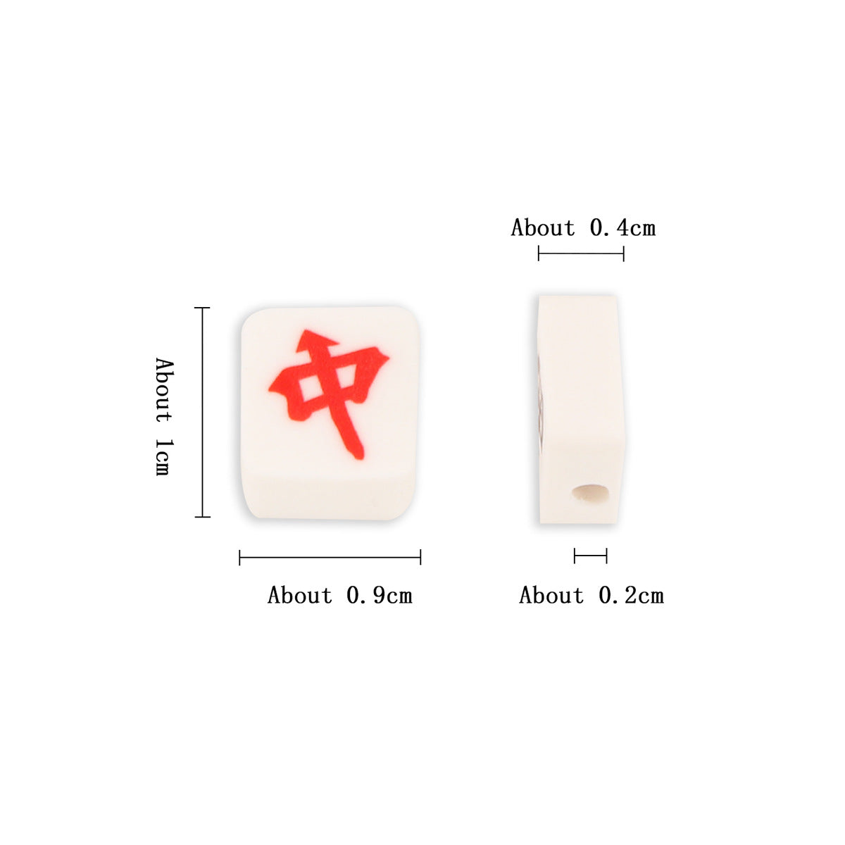 Flat Clay Beads 9x10mm Mahjong Tile Design Polymer 100pcs 2