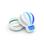 Silicone Focal Beads Hot Air Balloon Rainbow Stripes Scalloped Basket 20pcs 5