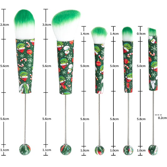 Beadable Makeup Brushes Halloween Christmas Themed Colorful Handles 5pcs 2