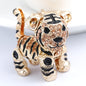 Alloy Diamond Inlaid Tiger Keychain Metal Colorful and Champagne Options 7
