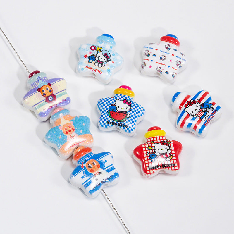 Twinkl Star Acrylic Beads 25mm Hello Kitty Pattern 10pcs