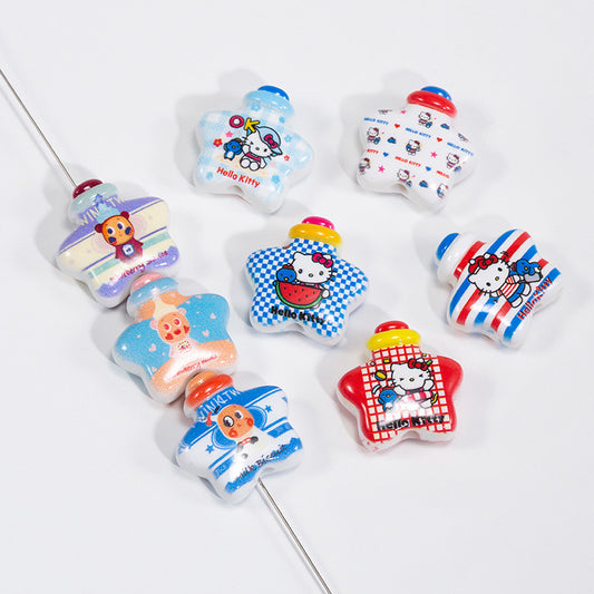 Twinkl Star Acrylic Beads 25mm Hello Kitty Pattern 10pcs
