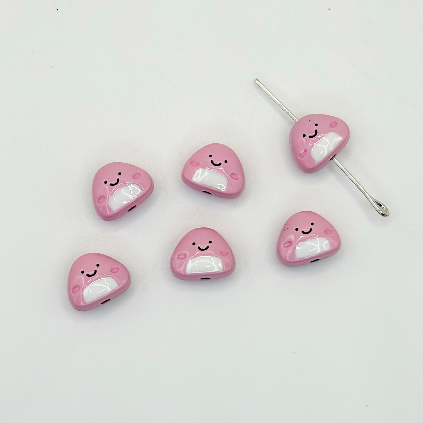 Japanese Rice Ball Metal Beads 8*10mm Enamel Painted Alloy 10pcs 8