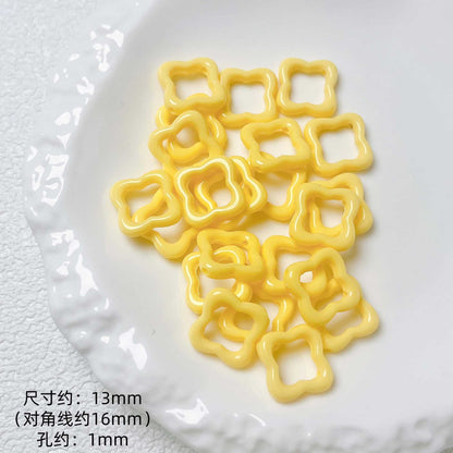 Hollow Clover Frame Acrylic Beads 13mm Colorful Mixed 100pcs 8
