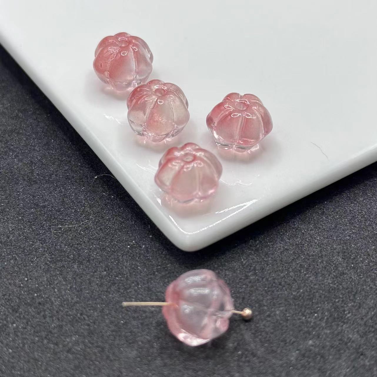 Czech Glass Beads Pumpkin 12mm Translucent Amber 100pcs 9