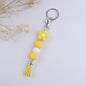 Flower Silicone Bead Keychain Colorful Floral Tassel Charm 13