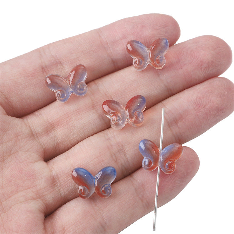 Transparent Butterfly Glass Beads 10x14mm Pastel Colors 20pcs 11