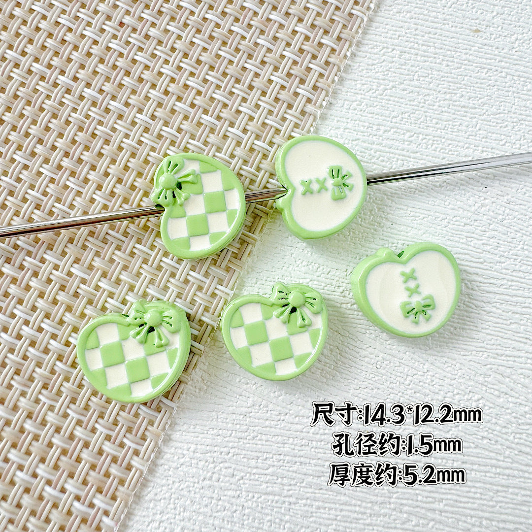 Star and Heart Metal Beads 13mm Baking Painted Houndstooth 10pcs 18