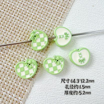 Star and Heart Metal Beads 13mm Baking Painted Houndstooth 10pcs 18