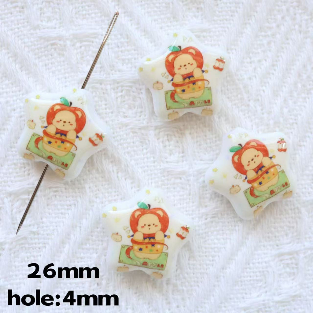 Butterbar Printed Star Acrylic Beads 25mm Glossy Pastel 20pcs 6