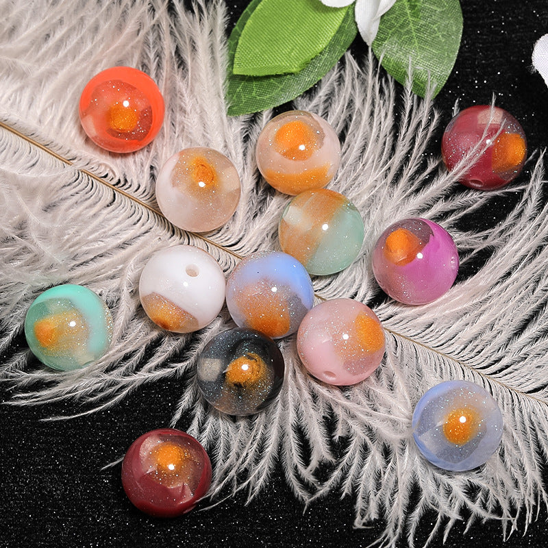 Milky Way Gradient Resin Beads 16mm Round Glitter Colors 50pcs 4