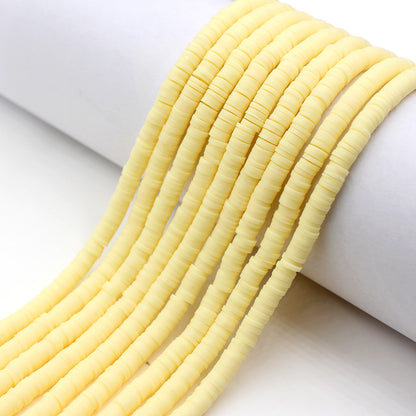 Flat Clay Beads 6mm Solid Color Smooth Polymer Disc 10strands 5