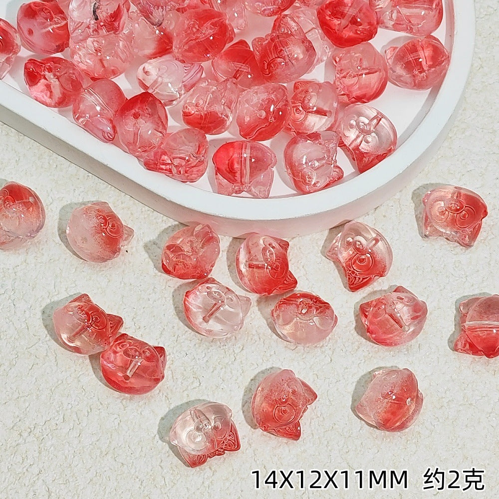 Clear Fox Head Glass Beads 14mm Transparent Playful Design 25pcs 13