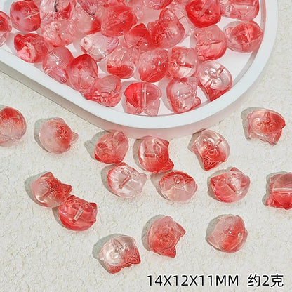 Clear Fox Head Glass Beads 14mm Transparent Playful Design 25pcs 13