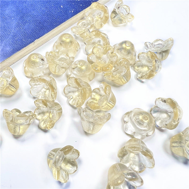 Wind Chime Flower Glass Beads 12mm Transparent Pink 50pcs 7