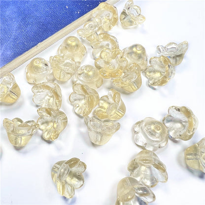 Wind Chime Flower Glass Beads 12mm Transparent Pink 50pcs 7