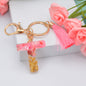 Resin Floral Pink Tassel Monogram Keychain Alphabet Letter A 46