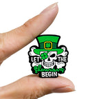Silicone Focal Beads Lucky Grass Pirates Skull with Leprechaun Hat 20pcs 5