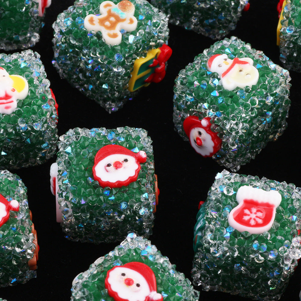 Christmas Series Resin Sugar Beads 17mm Festive Cube and Round 2pcs 10