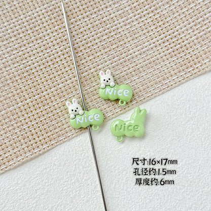 Baking Painted Window Kitten and Nice Rabbit Metal Beads 15/17mm 10pcs 15