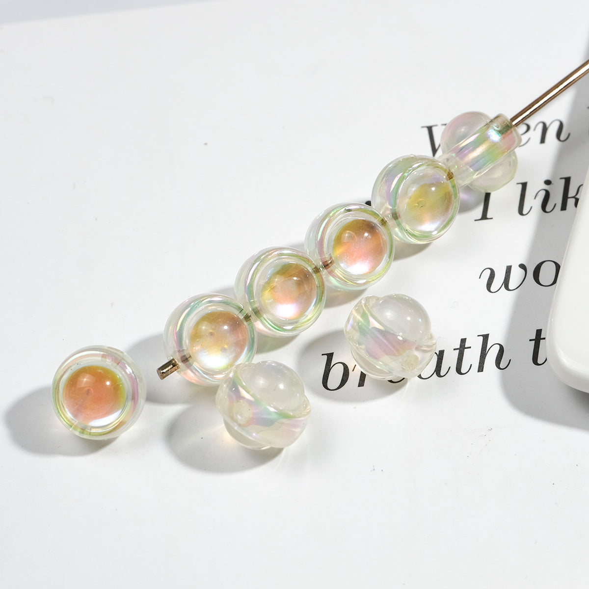 Transparent Round Acrylic Beads 11mm Double-Sided Zirconia 50pcs 8