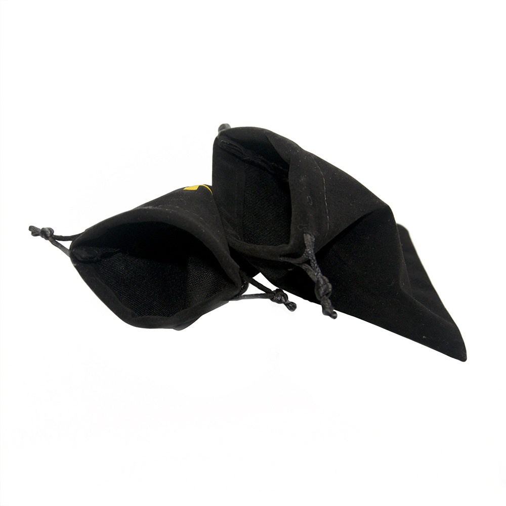 Black Velvet Drawstring Pouches with Gold Cross Pattern 10pcs 10x12cm 4