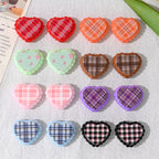 Checkered Lace Heart Acrylic Beads 26mm Colorful Mixed 10pcs 3