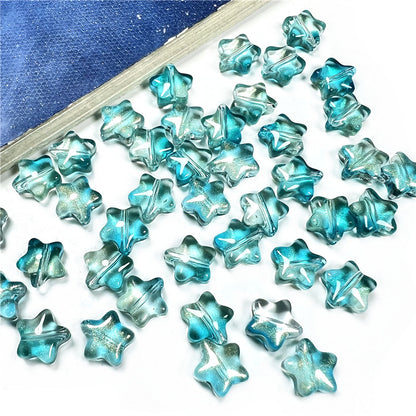 Small Star Czech Glass Beads 8mm Translucent Gold Flecked 50pcs 18
