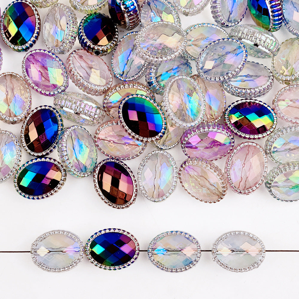 UV Plating Oval Faceted Acrylic Beads 20mm Magic Mirror 20pcs 4