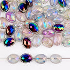 UV Plating Oval Faceted Acrylic Beads 20mm Magic Mirror 20pcs 4