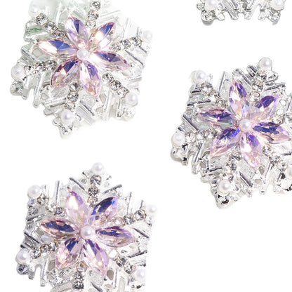 Duplex Snowflake Rhinestone Beads 23mm Iridescent Alloy 5pcs 5