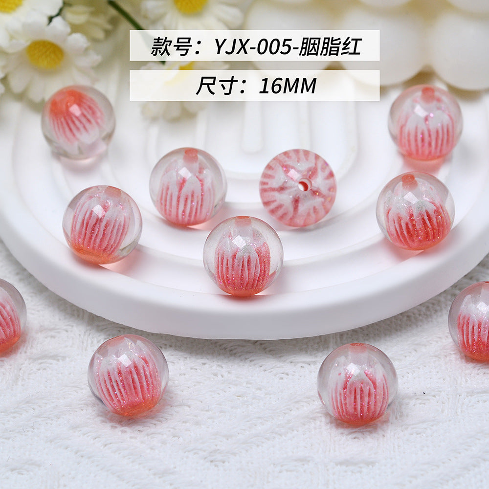 Clear Tulip Resin Beads 16mm Round Translucent Sparkle 10pcs 10