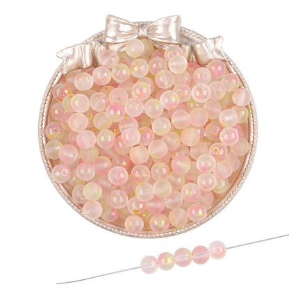 Transparent Frosted Glass Beads 8mm Delicate Gold Flecks 50pcs 8