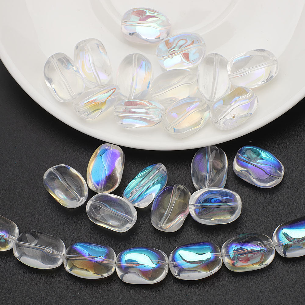 Electroplated Irregular Stone Glass Beads 11x15mm Multicolor 40pcs 20