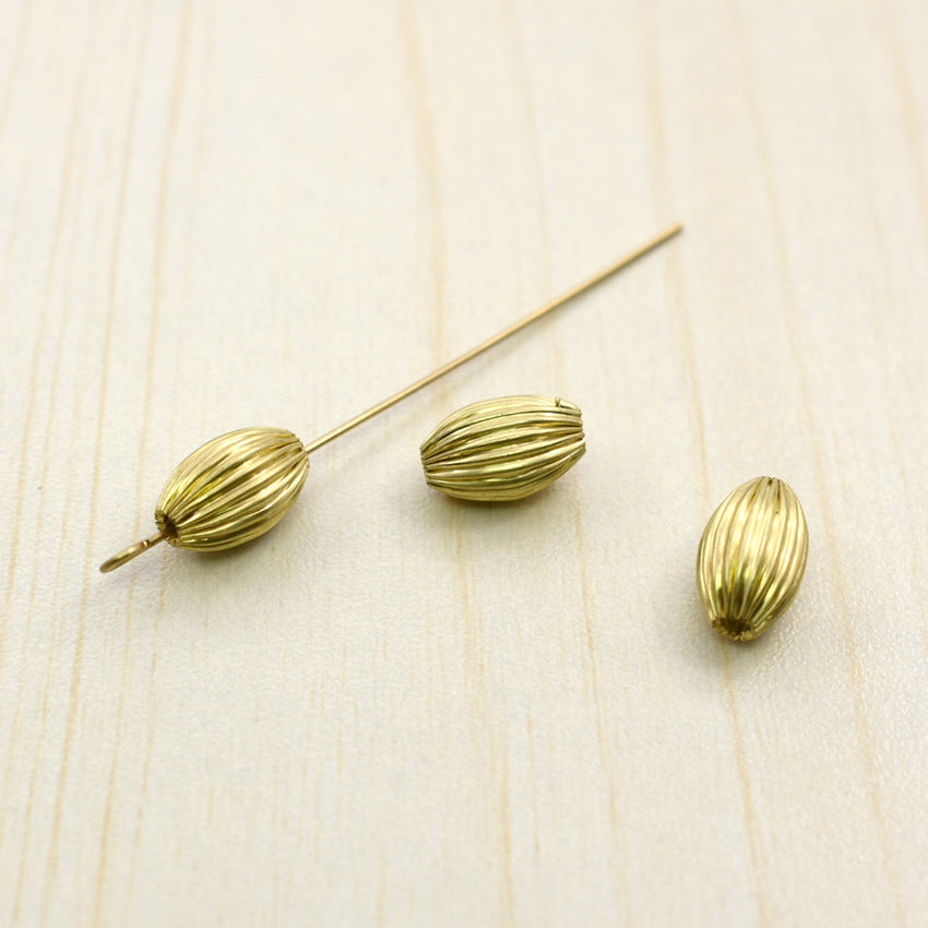 Brass Oval Metal Beads Wrinkle Textured 50pcs 2