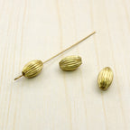 Brass Oval Metal Beads Wrinkle Textured 50pcs 2