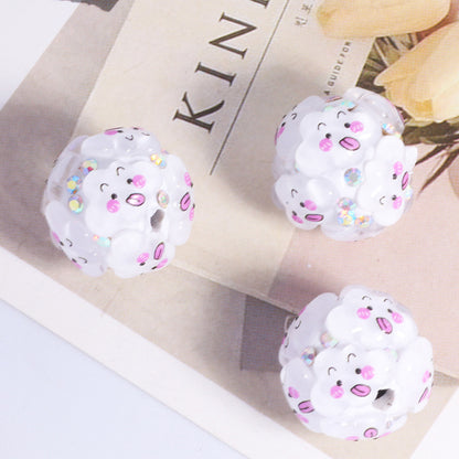 Embellished Bubblegum Beads 20mm Cartoon Animal Resin Rhinestone 4pcs 8