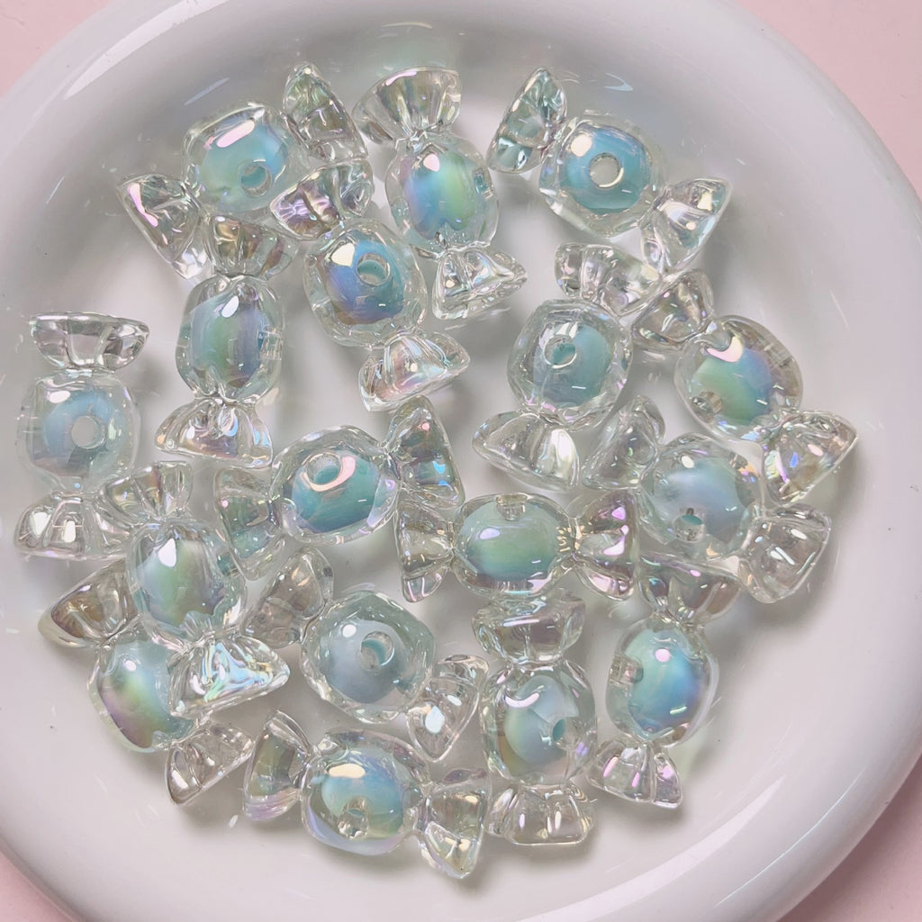 Transparent Candy Acrylic Beads 15x31mm Glossy Pastel 10pcs 5