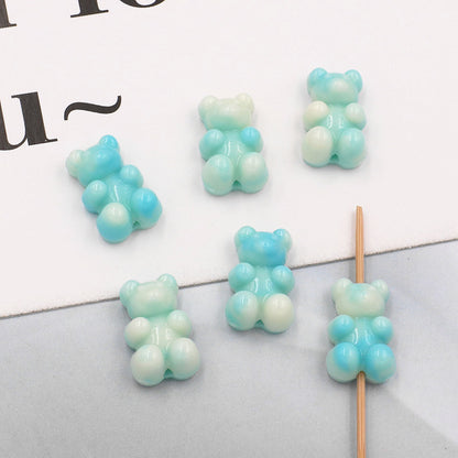 Marble Texture Bear Acrylic Beads 19mm Gradient Mixed 20pcs 10