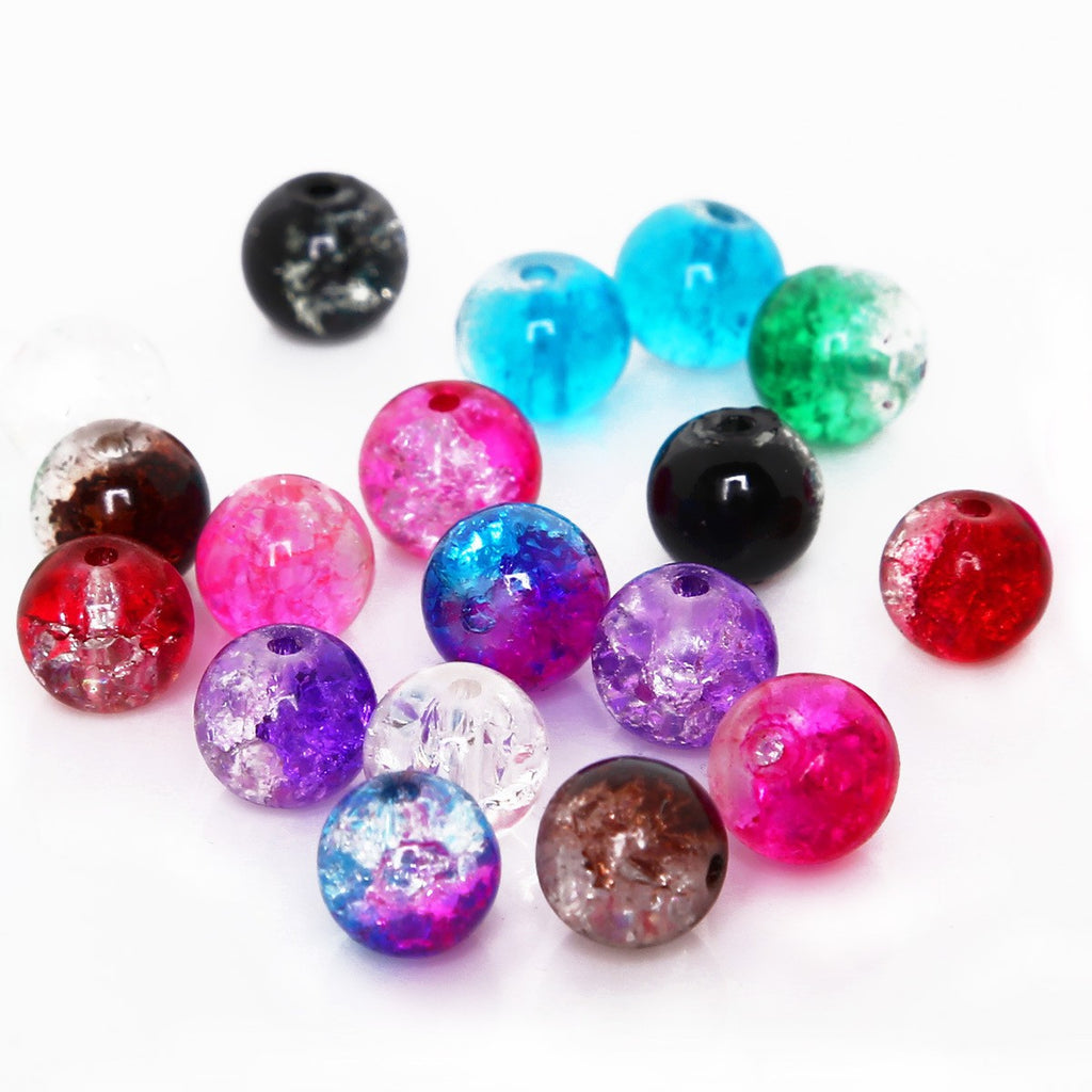 Crackle Round Glass Beads 8mm Colorful Mixed Colors 50pcs 2