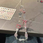Pink Acrylic Beaded Hello KT Phone Charm Soft Pastel Style 2pcs 2